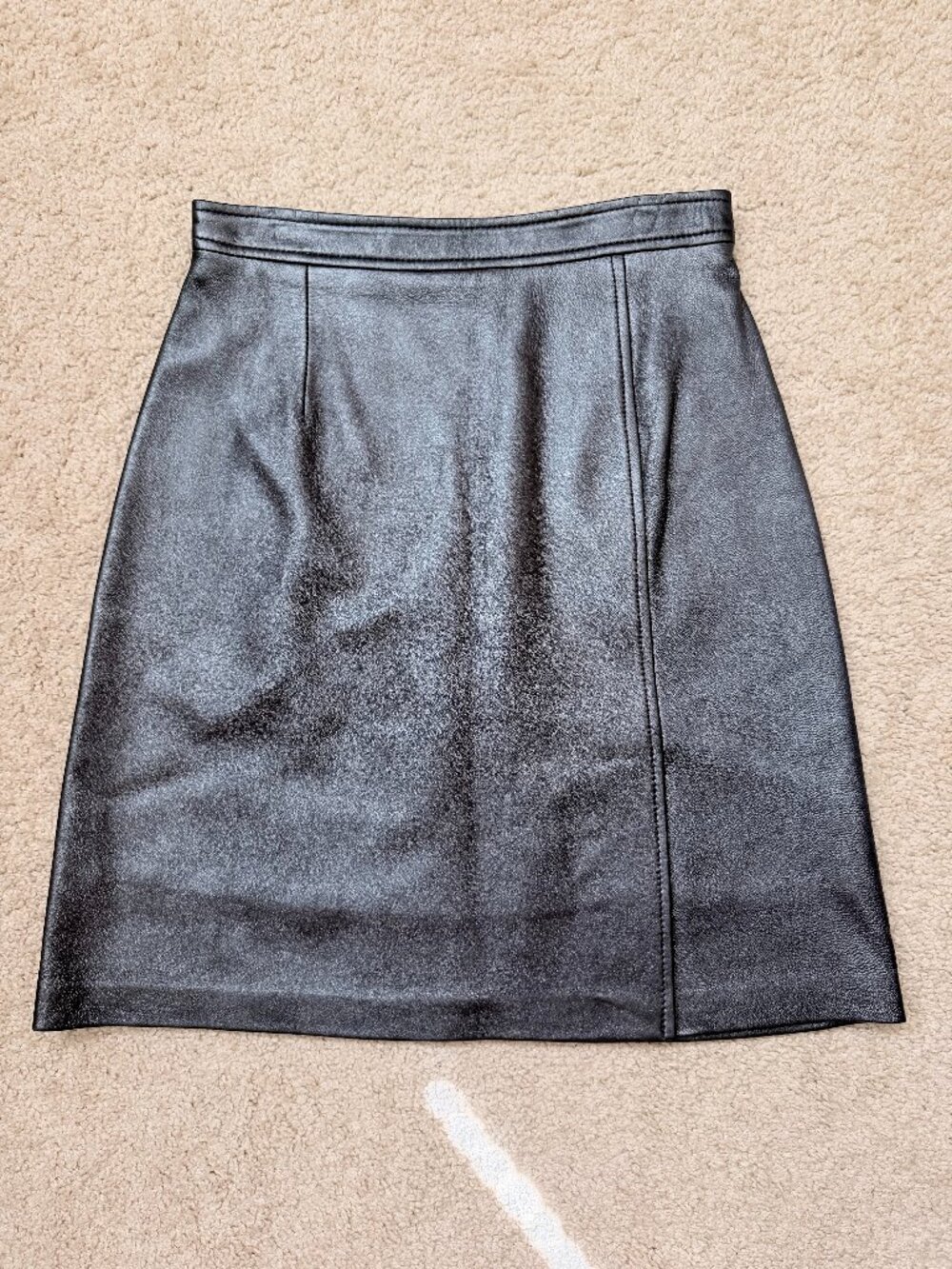 Rare Vintage Domo Adami Italian Leather Metallic Purple Skirt Size XS/S